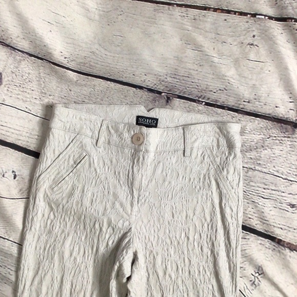 SOHO Apparel Jacquard Light Gray Mid Rise Ankle Jeggings 10 - Picture 8 of 12